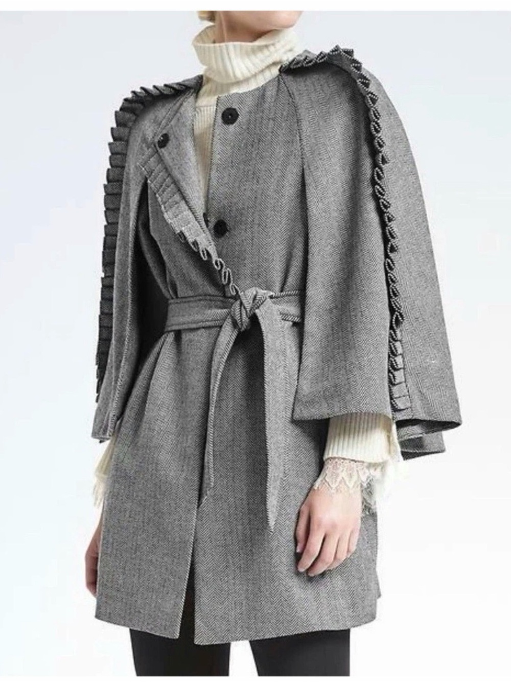 ✅ Banana Republic x Olivia Palermo Gray Wool Blend Cape size S